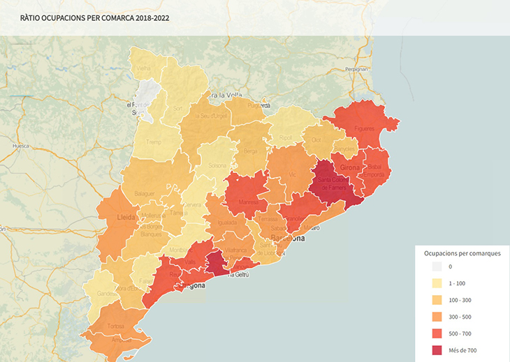 La Selva, el Baix Penedès i l'Alt Camp, les comarques amb la ràtio d’ocupacions d'habitatges més alta de Catalunya