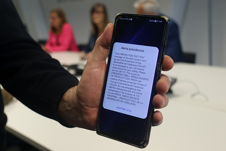 Protecció Civil trasllada al Ministeri de l'Interior les "mancances greus" del sistema d'enviament massiu d'alertes