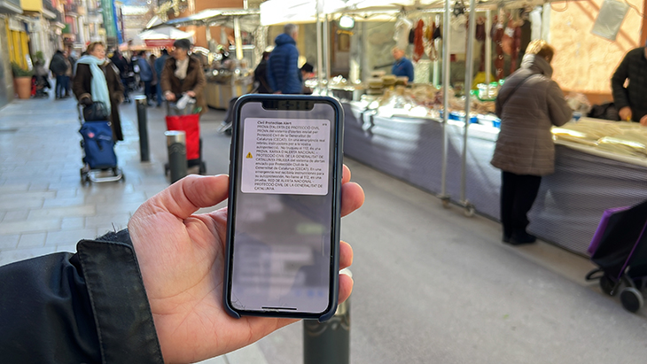 La primera prova d'alerta d'emergència a les comarques de Lleida arriba a la majoria de mòbils amb retard