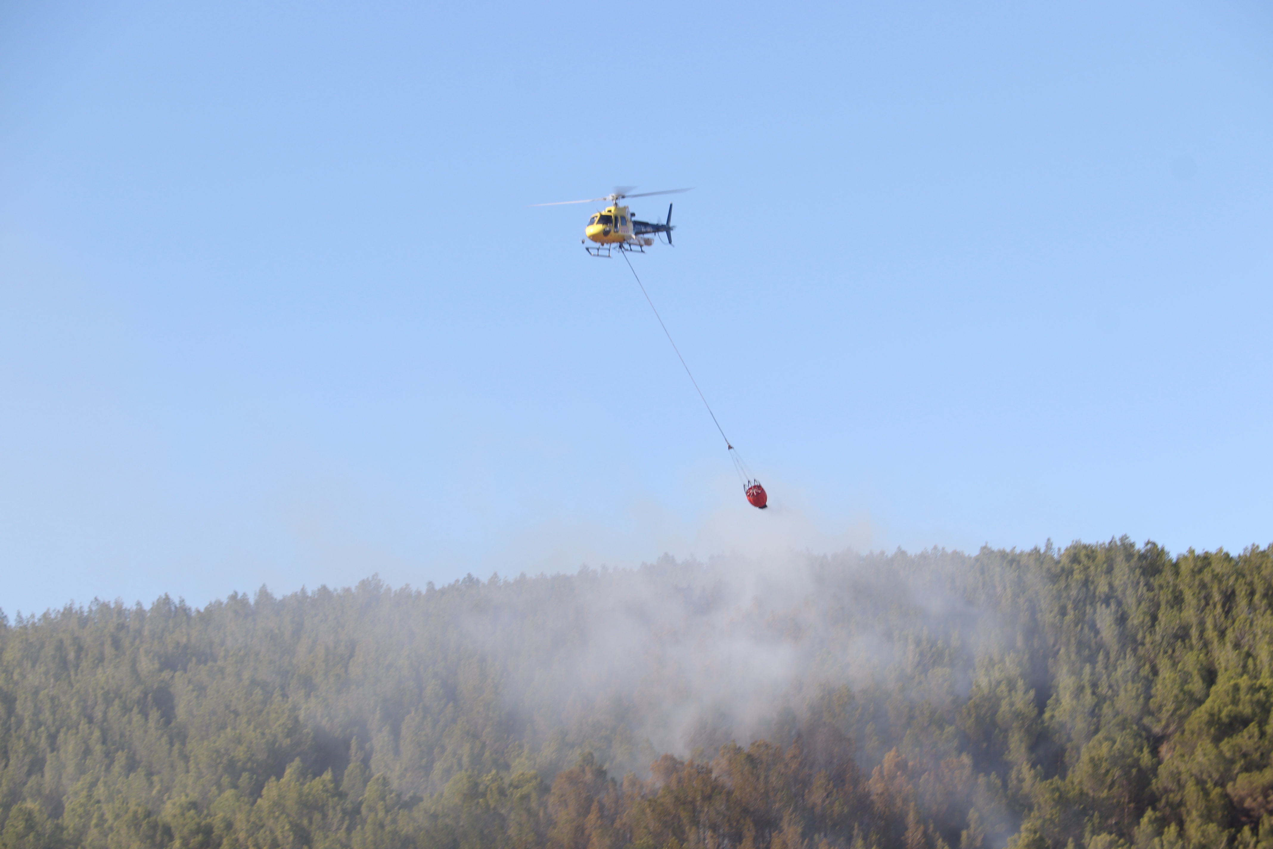 Els Bombers controlen l'incendi de Sant Julià de Ramis, que podria haver estat causat per una línia elèctrica