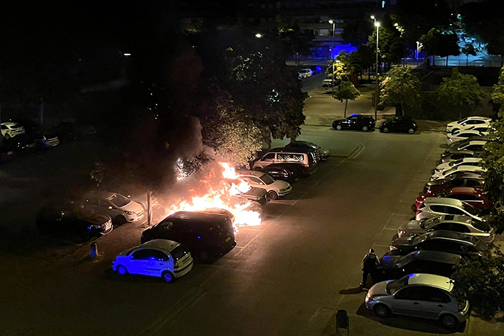 Un incendi calcina cinc vehicles