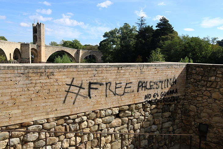 Apareixen pintades en suport a Palestina en diferents punts del call jueu de Besalú