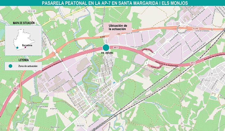 L’Estat aprova el projecte de construcció d’una passarel·la per a vianants sobre l’AP-7 a Santa Margarida i els Monjos