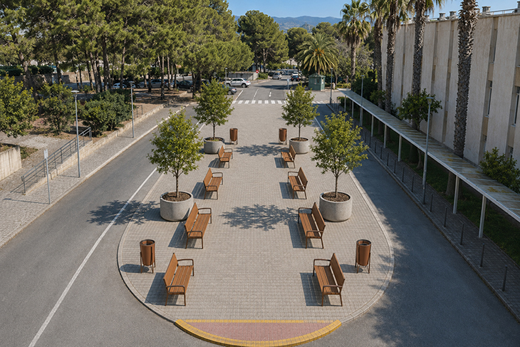 Eliminen l'aparcament de l'accés principal a l'Hospital Sant Camil de Sant Pere de Ribes per crear una zona de descans
